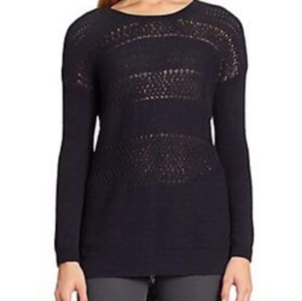 Helmut Helmut Lang Muted Web Pullover Sweater Open Knit Wool Blend Blue Small S